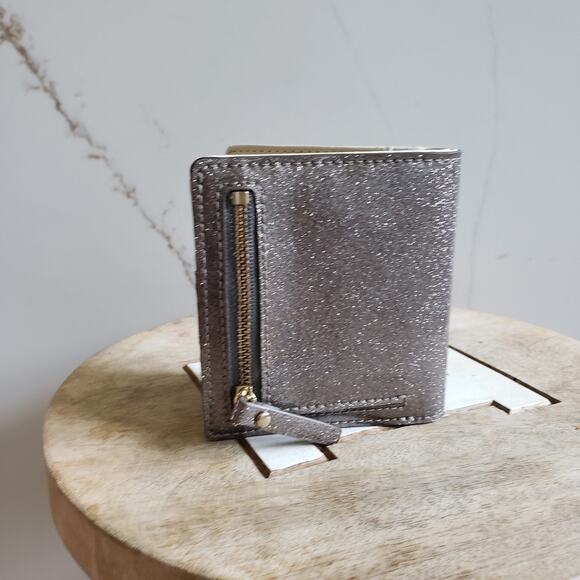 Kate Spade Wallet Stacy New York Gray Glitter Bug Compact Bifold Aurora Sparkly - Picture 3 of 8